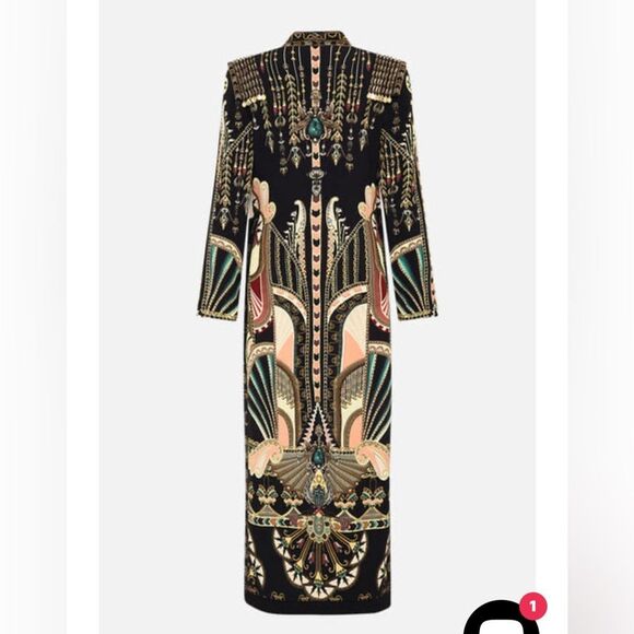 36 NWOT 1600.00 CAMILLA THEY CALL HER NEFERTARI HAND EMBELLISHED CROSS OVER COAT - Picture 4 of 5